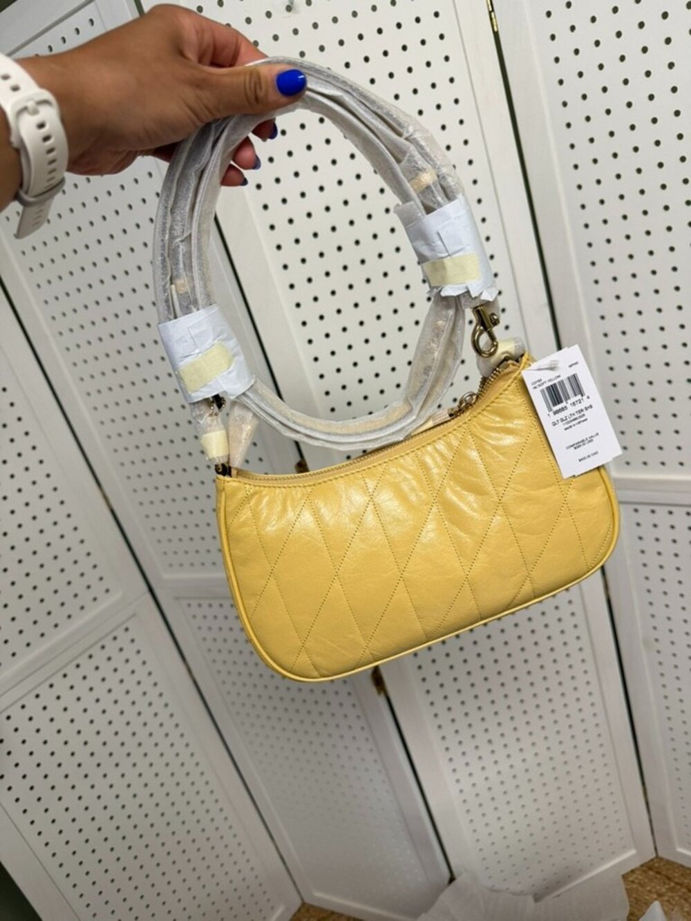 Coach Teri Shoulder Bag With Quilting Crinkle Leather Gold Soft Yellow NWT - Picture 9 of 13